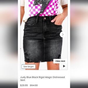 NWT Judy Blue Black Denim Distressed Skirt